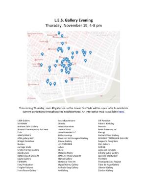 L.E.S. Gallery Evening Thursday, November 19, 4-8 Pm