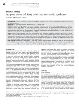 Adipose Tissue N-3 Fatty Acids and Metabolic Syndrome