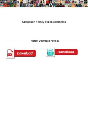 Unspoken Family Rules Examples