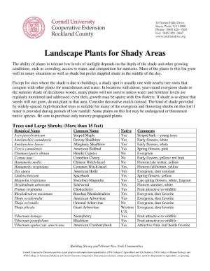 Landscape Plants for Shady Areas