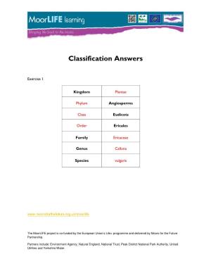 Classification Answers