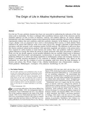 The Origin of Life in Alkaline Hydrothermal Vents