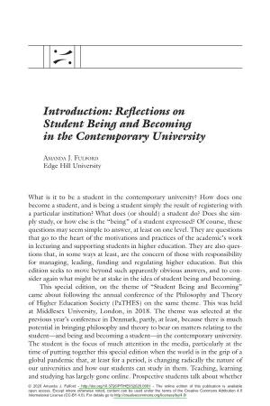 Reflections on Student Being and Becoming in the Contemporary