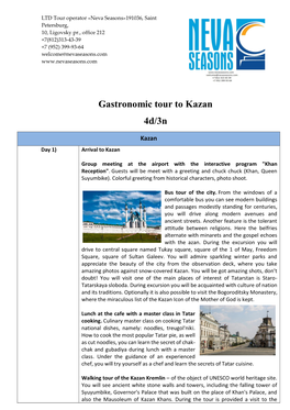 Gastronomic Tour to Kazan 4D/3N