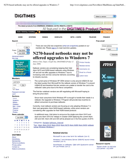 N270-Based Netbooks May Not Be Offered Upgrades to Windows 7