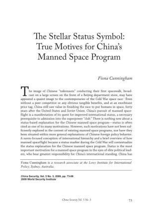 The Stellar Status Symbol: True Motives for China's Manned Space