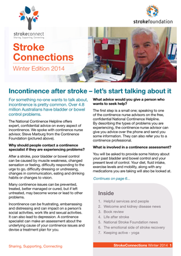 Strokeconnections Winter 2014 1 and Your Families’ Lives Easier