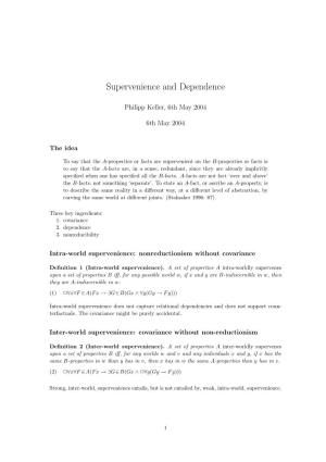 Supervenience and Dependence