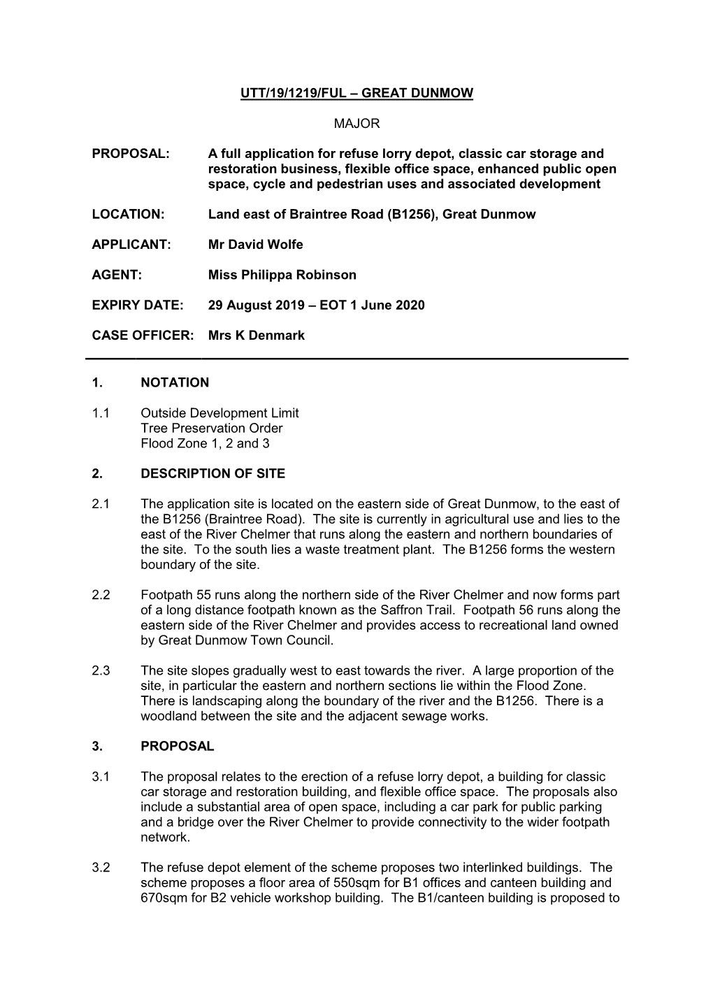 Utt/19/1219/Ful – Great Dunmow Major Proposal