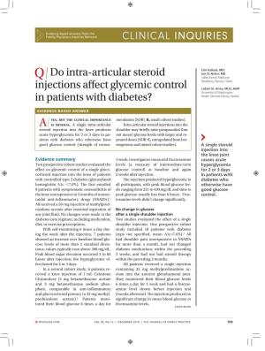 Do Intra-Articular Steroid Injections Affect Glycemic Control in Patients