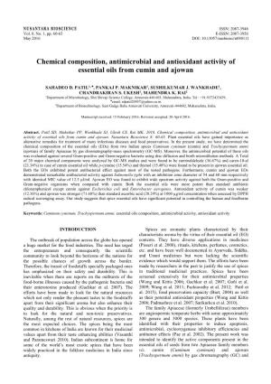 Chemical Composition, Antimicrobial and Antioxidant Activity of Essential Oils from Cumin and Ajowan