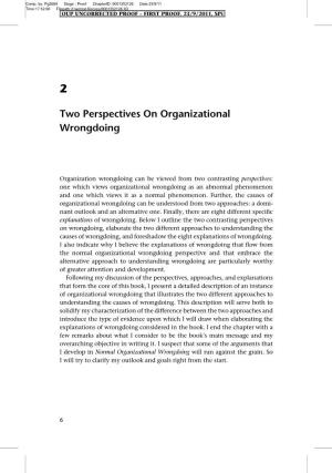 Two Perspectives on Organizational Wrongdoing