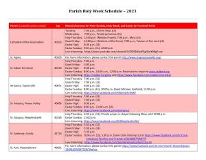 Parish Holy Week Schedule – 2021