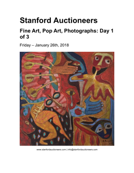 Stanford Auctioneers Fine Art, Pop Art, Photographs: Day 1 of 3 Friday – January 26Th, 2018