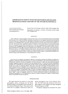 Aeromagnetic Survey Over the South Shetland Islands, Bransfield Strait and Part of the Antarctic Peninsula