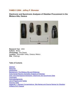 Diachronic and Synchronic Analyses of Obsidian Procurement in the Mixteca Alta, Oaxaca
