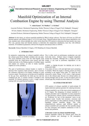 Manifold Optimization of an Internal Combustion Engine by Using Thermal Analysis