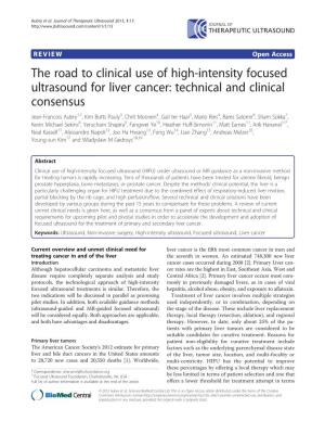 The Road to Clinical Use of High-Intensity Focused Ultrasound