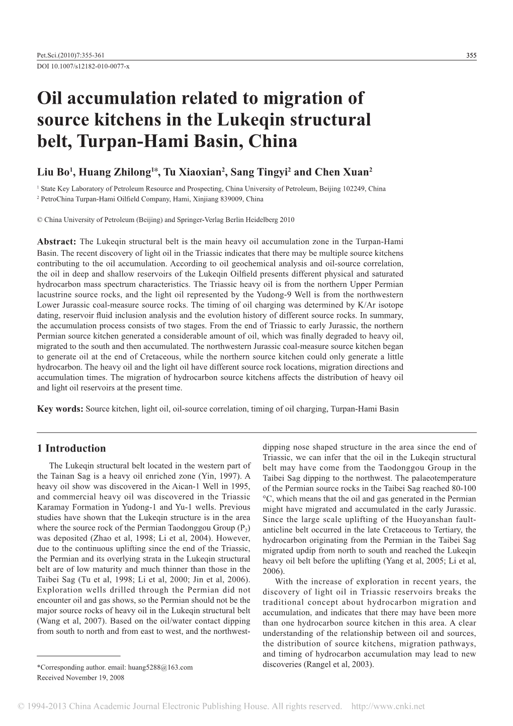 Oil Accumulation Related to Migration of Source Kitchens in the Lukeqin Structural Belt, Turpan-Hami Basin, China