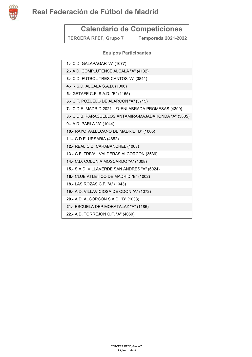 Consulta El Calendario De Tercera 2021-22