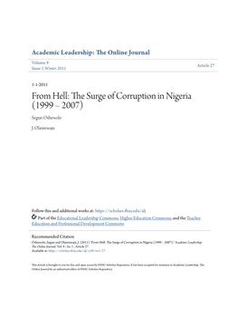 From Hell: the Surge of Corruption in Nigeria (1999 – 2007)
