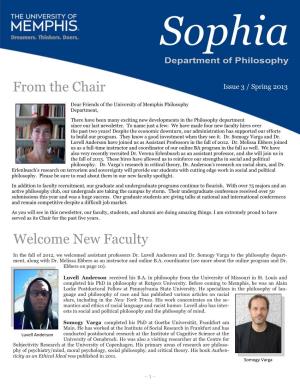 From the Chair Welcome New Faculty