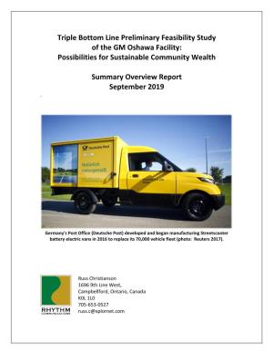 Triple Bottom Line Preliminary Feasibility Study of the GM Oshawa Facility: Possibilities for Sustainable Community Wealth