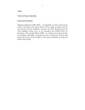1894 the JUNGLE BOOK Rudyard Kipling