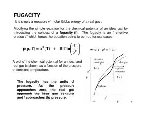 FUGACITY It Is Simply a Measure of Molar Gibbs Energy of a Real Gas