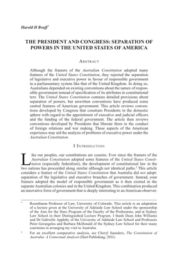 The President and Congress: Separation of Powers in the United States of America