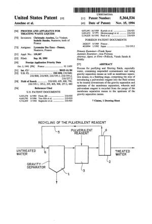 United States Patent 19 11 Patent Number: 5,364,534 Anselme Et Al