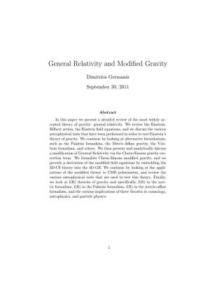 General Relativity and Modified Gravity