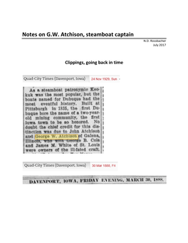 Notes on G.W. Atchison, Steamboat Captain N.D