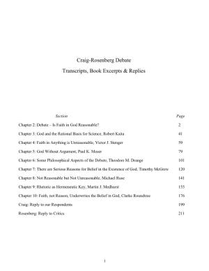 Craig-Rosenberg Debate Transcripts, Book Excerpts & Replies