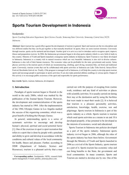 Sports Tourism Development in Indonesia