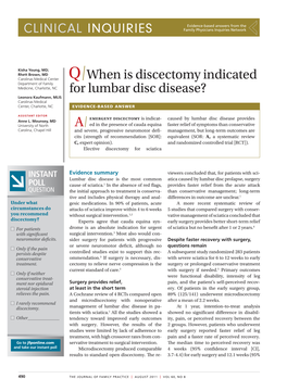 When Is Discectomy Indicated for Lumbar Disc Disease?