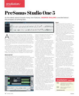 Presonus Studio One 5 As the Latest Version Boasts Many New Features, GEORGE SHILLING Is Excited About the Prospect of Joining Dots