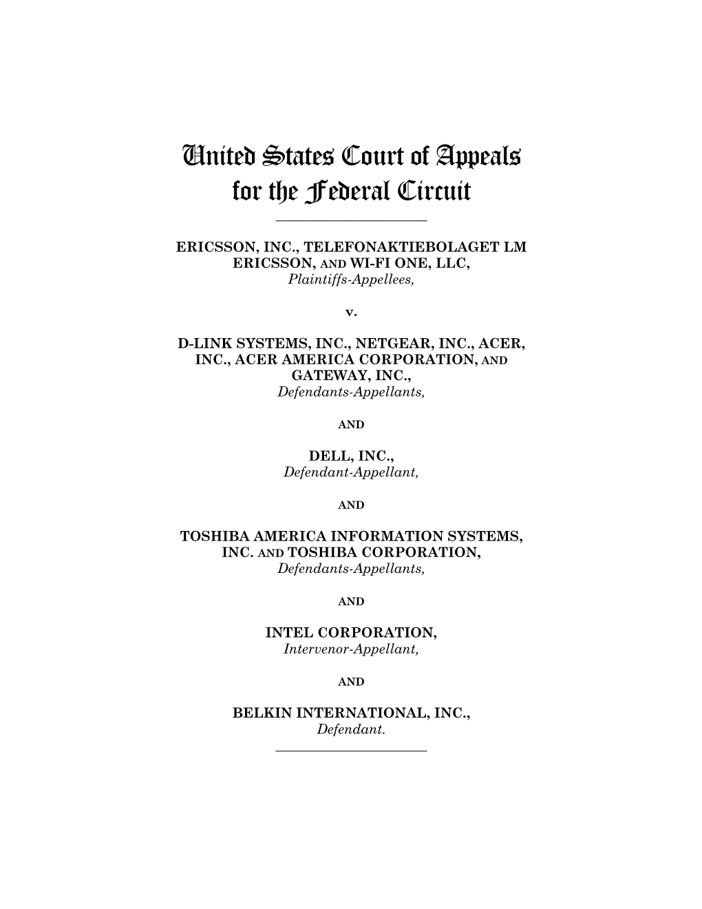 ERICSSON, INC. V. D-LINK SYSTEMS, INC