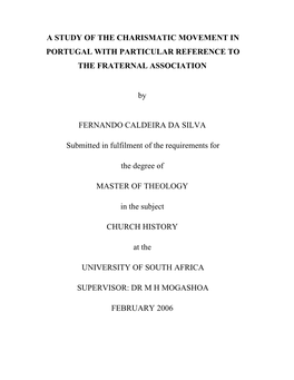 A Study of the Charismatic Movement in Portugal with Particular Reference To