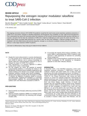 Repurposing the Estrogen Receptor Modulator Raloxifene to Treat SARS