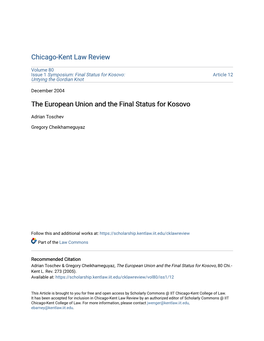 The European Union and the Final Status for Kosovo