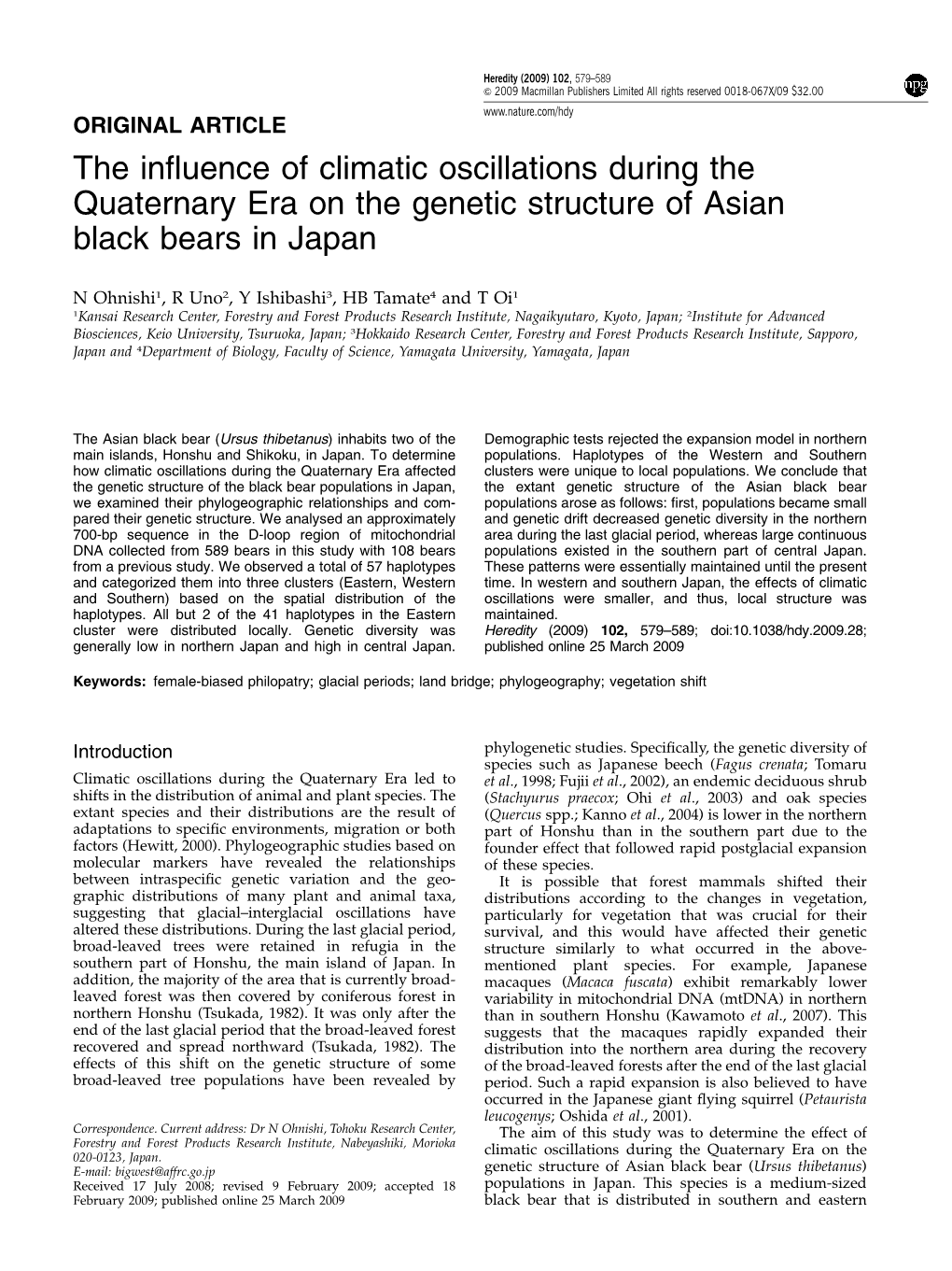 The Influence of Climatic Oscillations During the Quaternary Era