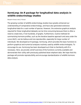 Package for Longitudinal Data Analysis in Wildlife Endocrinology Studies