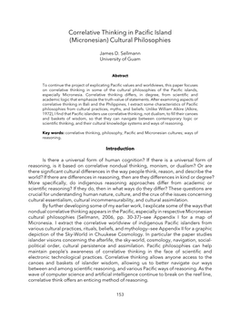Micronesian) Cultural Philosophies