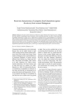 Roost Site Characteristics of Sympatric Dwarf Chameleons (Genus Brookesia) from Western Madagascar