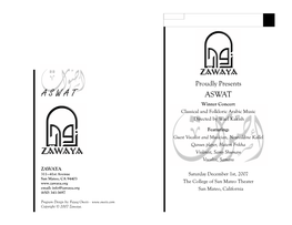A S W a T ASWAT Winter Concert Classical and Folkloric Arabic Music Directed by Wael Kakish