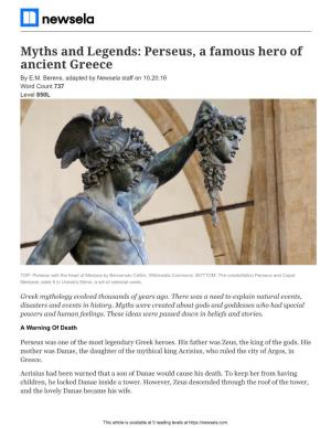 Myths and Legends: Perseus, a Famous Hero of Ancient Greece by E.M