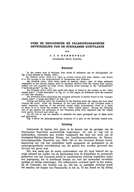 Over De Geologische En Palaeogeografische Ontwikkeling Van De Surinaamse Kustvlakte