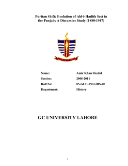 Gc University Lahore