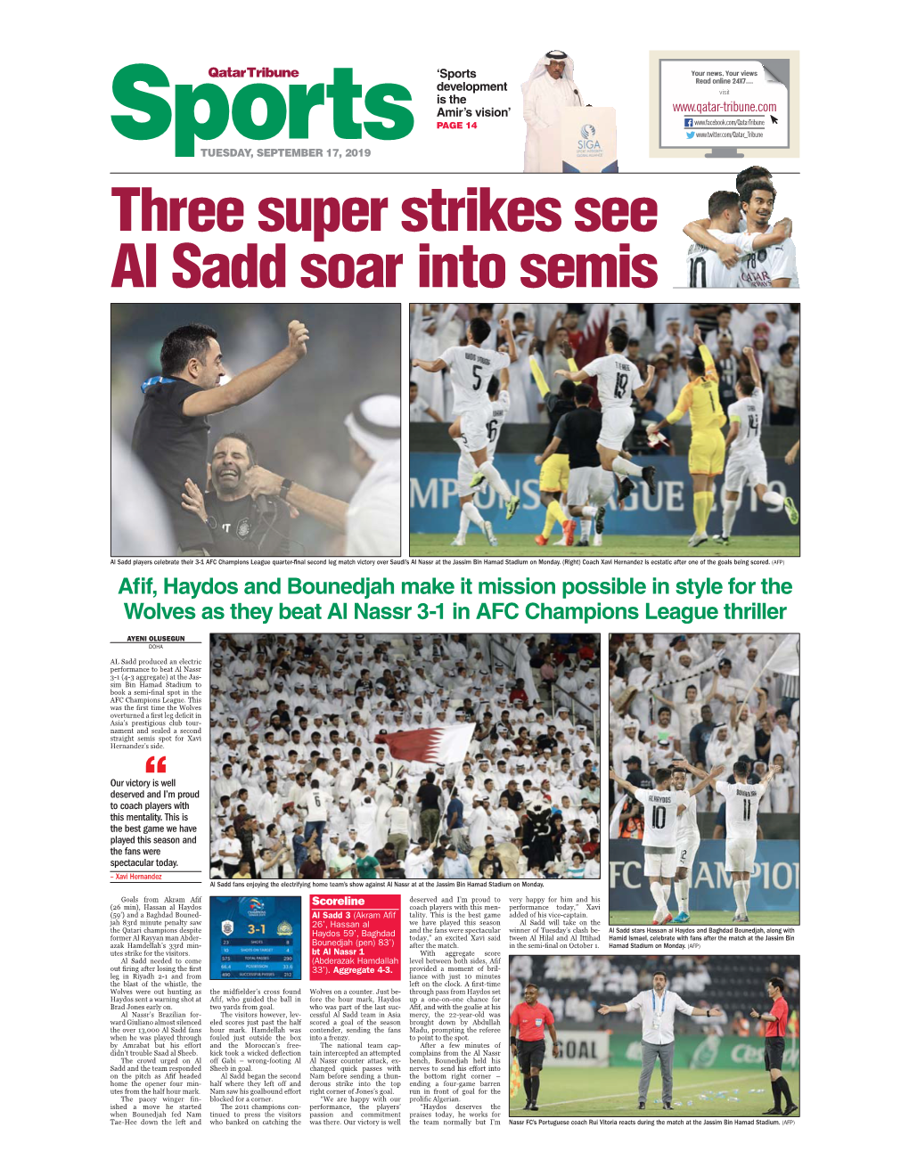 Three Super Strikes See Al Sadd Soar Into Semis